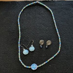 Pastel bead necklace and earrings bundle